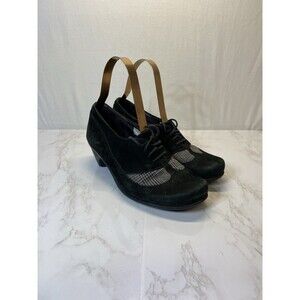 Naot Black Genuine Suede Lace Up Oxford Shoes Women's Sz 38 US 7.5 Heels Wingtip